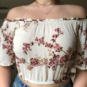 Floral Off The Shoulder Crop Top